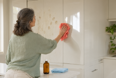 Жирные пятна и отпечатки дали деру с глянцевой кухни: 15 минут уборки, и фасады сияют как зеркало